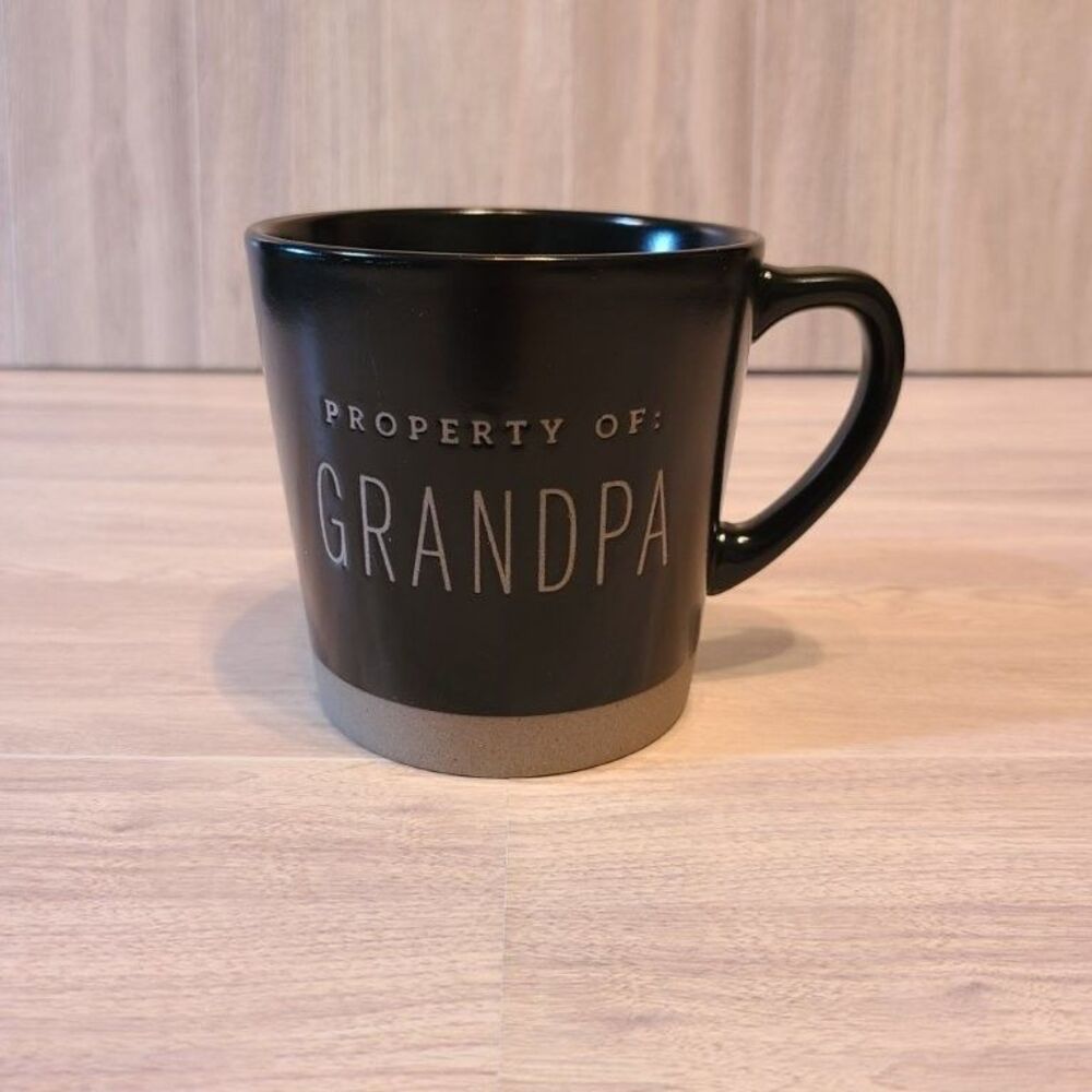 Demdaco Property of Grandpa Mug Matte Black Ceramic Stoneware Coffee Cup Gift